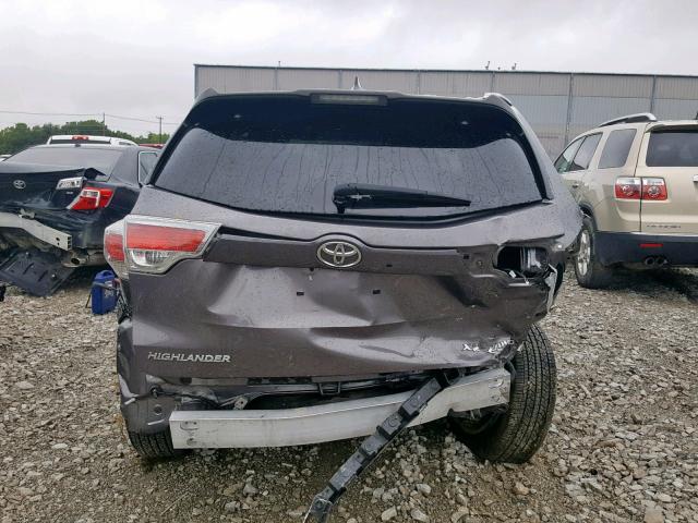 5TDJKRFH2FS194780 - 2015 TOYOTA HIGHLANDER GRAY photo 9