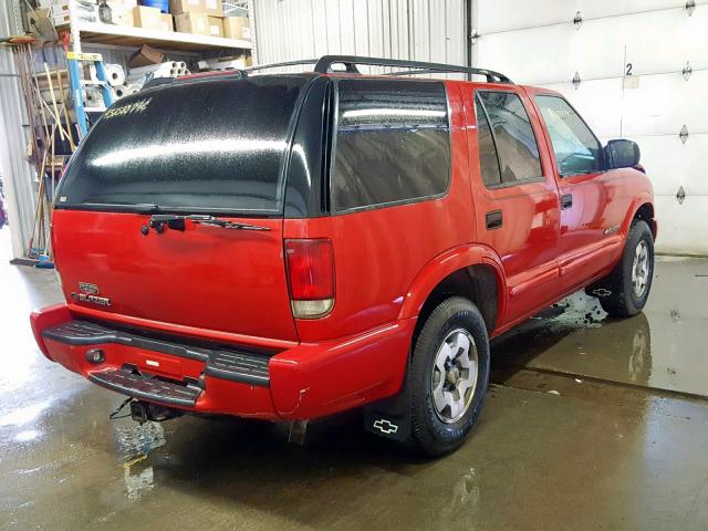 1GNDT13X04K132409 - 2004 CHEVROLET BLAZER RED photo 4