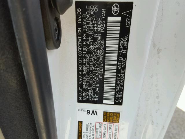 JTKDE167290284685 - 2009 TOYOTA SCION TC 白色 照片 10