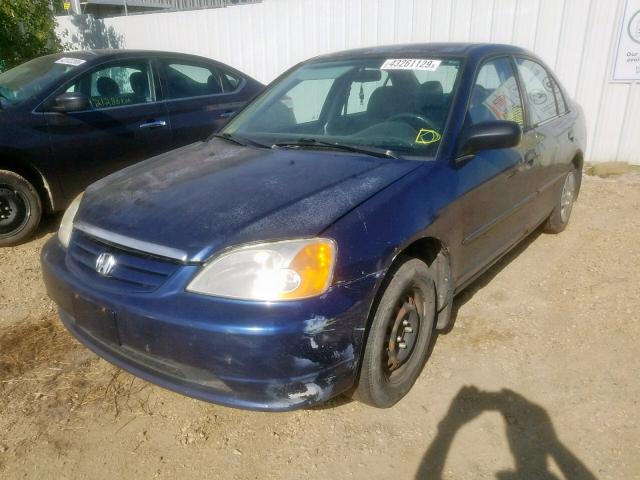 2HGES15103H905508 - 2003 HONDA CIVIC DX BLUE photo 2