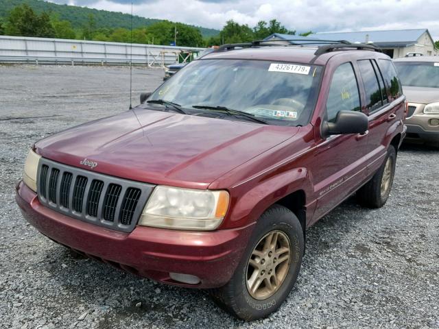 1J4GW58N6YC179479 - 2000 JEEP GRAND CHER BURGUNDY photo 2