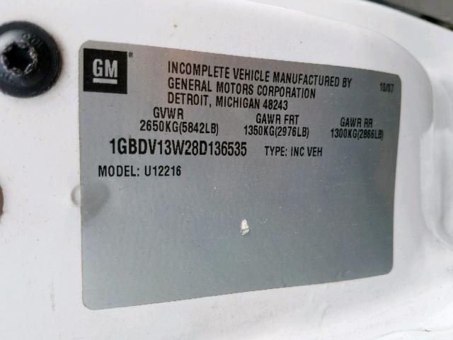 1GBDV13W28D136535 - 2008 CHEVROLET UPLANDER I 白色 照片 10