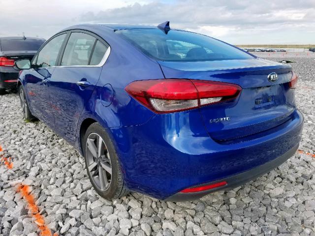 3KPFL4A87HE071910 - 2017 KIA FORTE EX BLUE photo 3