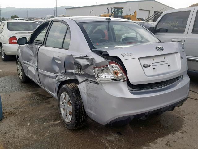 KNADH4A37A6601427 - 2010 KIA RIO LX SILVER photo 3