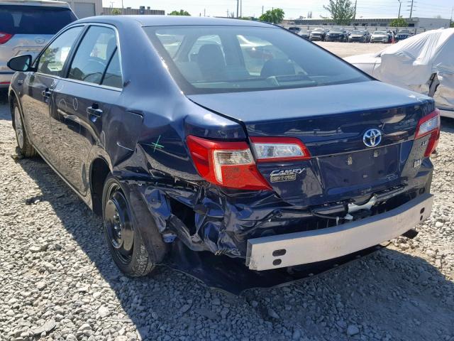 4T1BD1FK0EU124289 - 2014 TOYOTA CAMRY HYBR BLUE photo 3