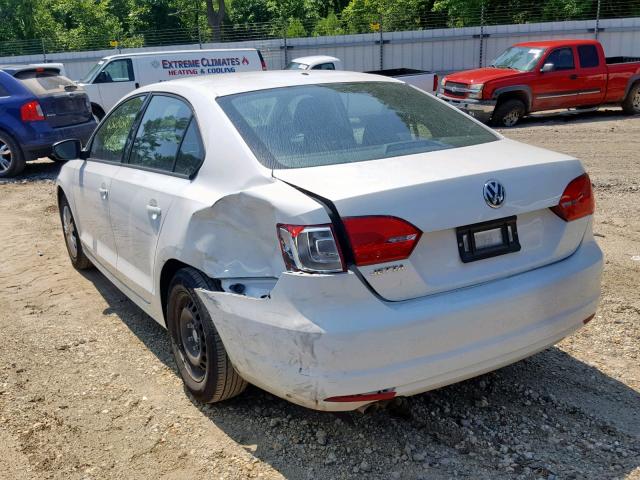 3VW2K7AJ6EM309038 - 2014 VOLKSWAGEN JETTA BASE WHITE photo 3