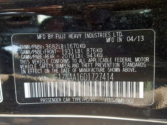 JF1ZNAA16D1727414 - 2013 TOYOTA SCION FR-S BLACK photo 10