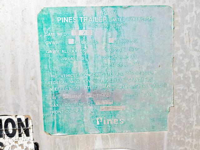 1PNR572N1RGB76354 - 1994 PINES TRAILER Gümüş foto 10