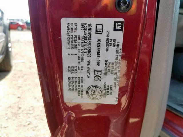 1GNDV23L35D286499 - 2005 CHEVROLET UPLANDER L MAROON photo 10