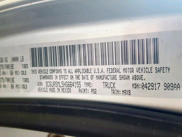 3C6UR5ML5HG664155 - 2017 RAM 2500 SLT 银色 照片 10