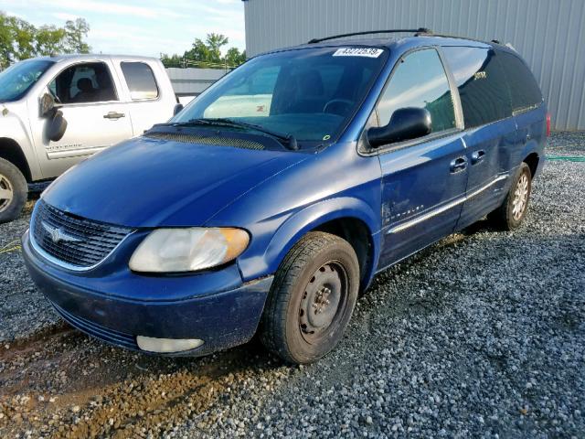 2C8GP54L41R109353 - 2001 CHRYSLER TOWN & COU BLUE photo 2