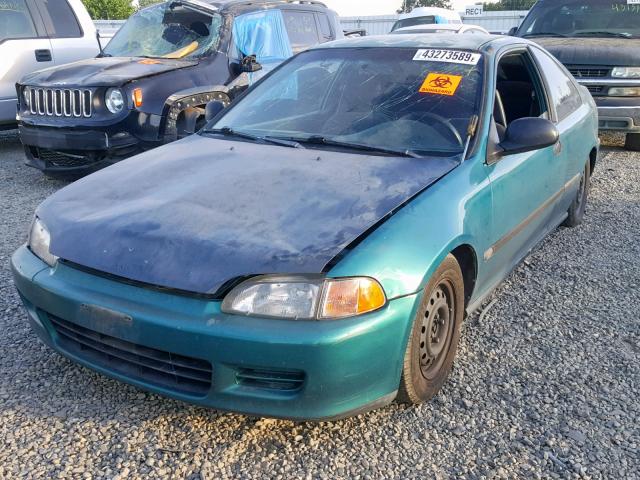 2HGEJ2128SH546883 - 1995 HONDA CIVIC DX GREEN photo 2