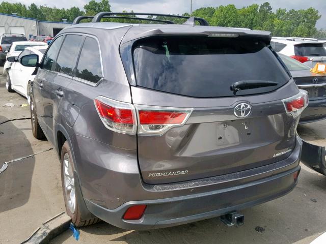 5TDDKRFH3GS246139 - 2016 TOYOTA HIGHLANDER GRAY photo 3