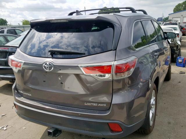 5TDDKRFH3GS246139 - 2016 TOYOTA HIGHLANDER GRAY photo 4