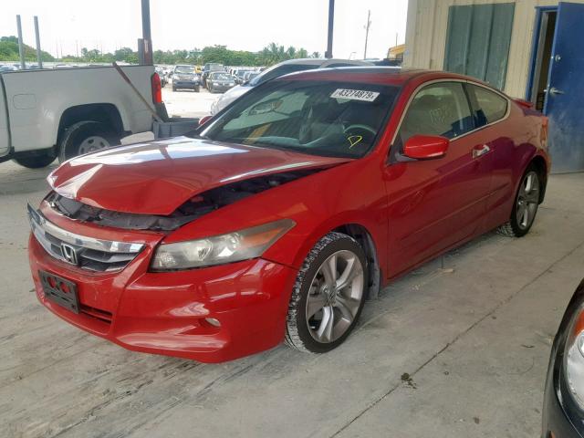 1HGCS2B8XCA007639 - 2012 HONDA ACCORD EXL RED photo 2