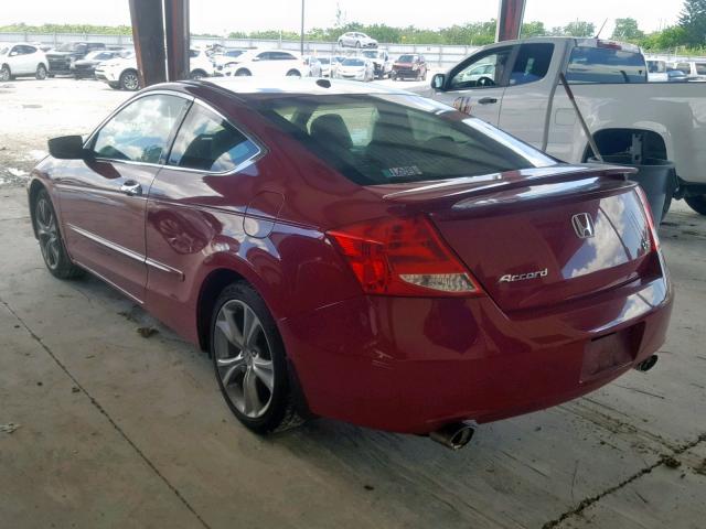 1HGCS2B8XCA007639 - 2012 HONDA ACCORD EXL RED photo 3