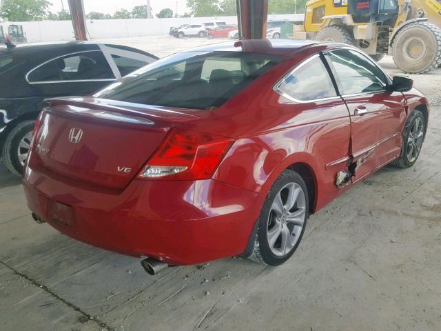 1HGCS2B8XCA007639 - 2012 HONDA ACCORD EXL RED photo 4