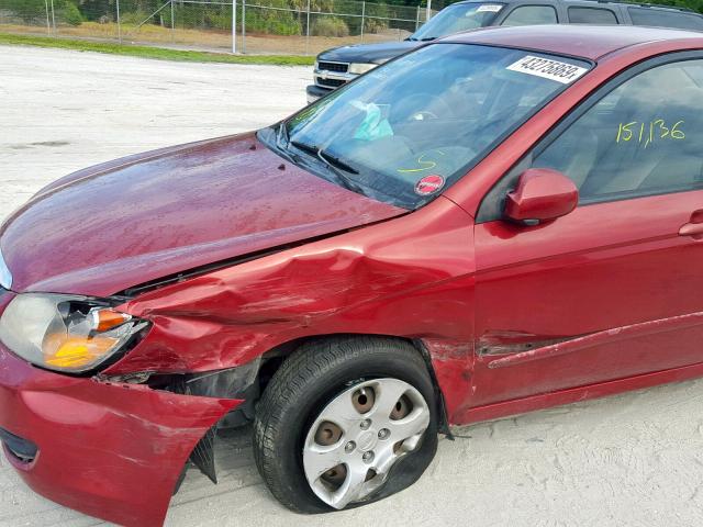 KNAFE221795650468 - 2009 KIA SPECTRA EX RED photo 9