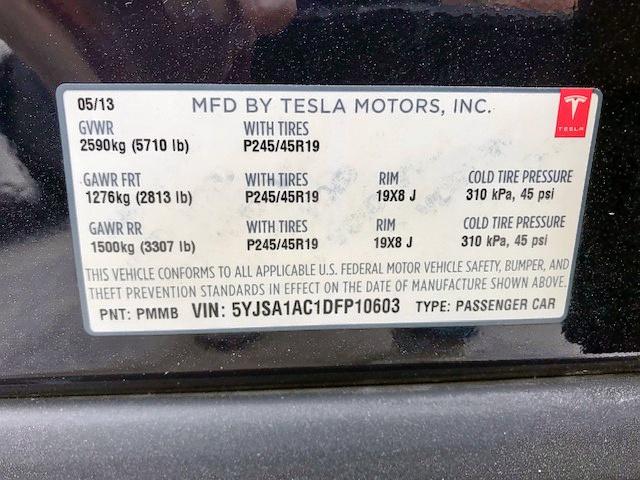 5YJSA1AC1DFP10603 - 2013 TESLA MODEL S BLUE photo 10