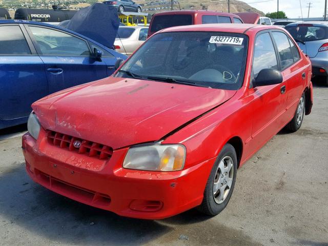 KMHCG45C82U398150 - 2002 HYUNDAI ACCENT GL RED photo 2