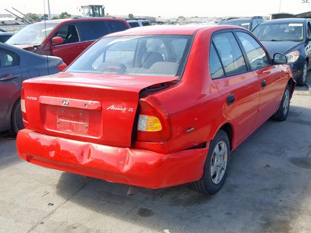 KMHCG45C82U398150 - 2002 HYUNDAI ACCENT GL RED photo 4