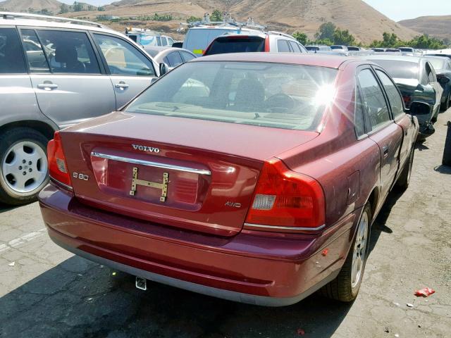 YV1TH59H241372705 - 2004 VOLVO S80 2.5T RED photo 4