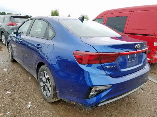 3KPF24AD7KE086785 - 2019 KIA FORTE FE BLUE photo 3