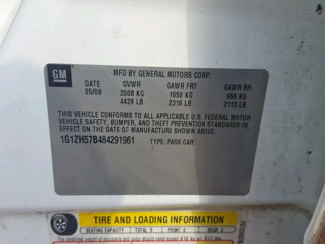 1G1ZH57B484291961 - 2008 CHEVROLET MALIBU 1LT 白色 照片 10