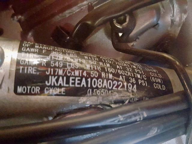 JKALEEA108A022194 - 2008 KAWASAKI KLE650 A RED photo 10