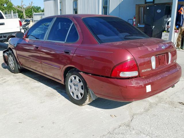 3N1CB51D42L654322 - 2002 NISSAN SENTRA XE MAROON photo 3