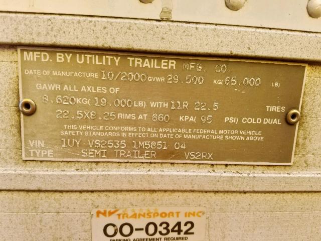 1UYVS25351M585104 - 2001 UTILITY TRAILER Ağ foto 10