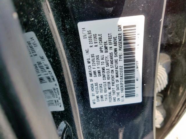 1HGCR2F31EA230052 - 2014 HONDA ACCORD LX BLACK photo 10