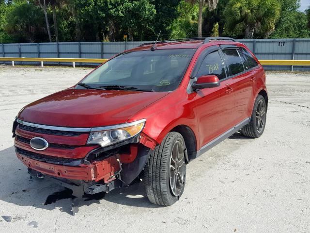 2FMDK3JC3DBC20819 - 2013 FORD EDGE SEL RED photo 2