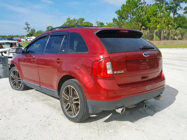 2FMDK3JC3DBC20819 - 2013 FORD EDGE SEL RED photo 3