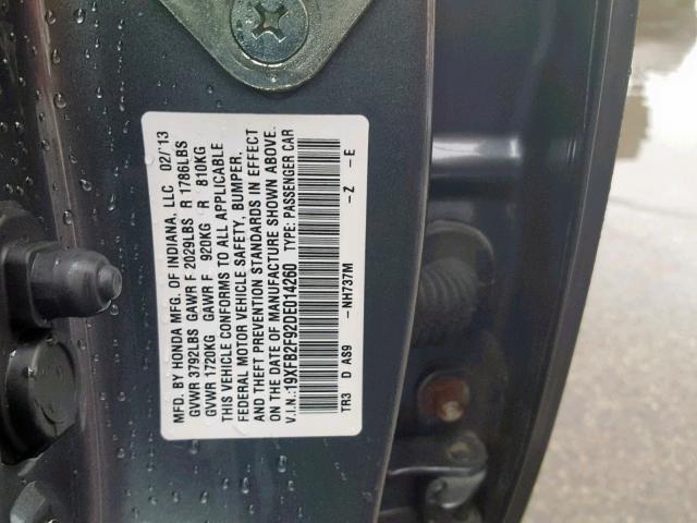 19XFB2F92DE014260 - 2013 HONDA CIVIC EXL 灰色 照片 10