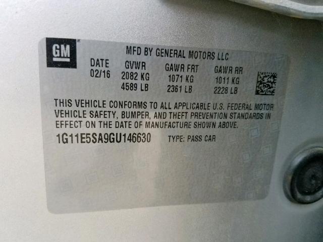 1G11E5SA9GU146630 - 2016 CHEVROLET MALIBU LIM SILVER photo 10