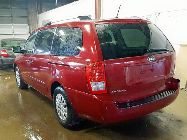 KNDMG4C78C6459548 - 2012 KIA SEDONA LX RED photo 3