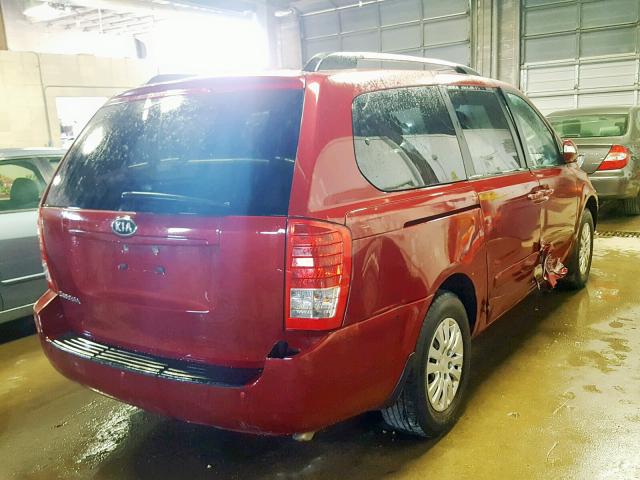 KNDMG4C78C6459548 - 2012 KIA SEDONA LX RED photo 4