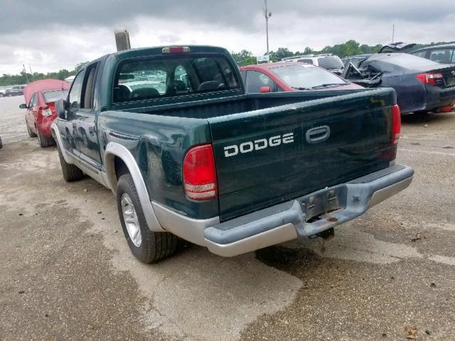 1B7HL48X22S525412 - 2002 DODGE DAKOTA QUA GREEN photo 3