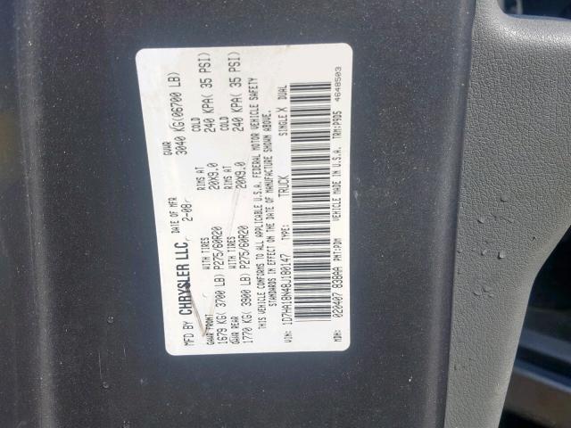 1D7HA18N48J180147 - 2008 DODGE RAM 1500 S GRAY photo 10