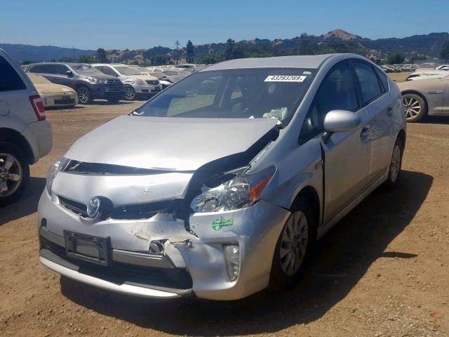 JTDKN3DP2C3027139 - 2012 TOYOTA PRIUS PLUG SILVER photo 2