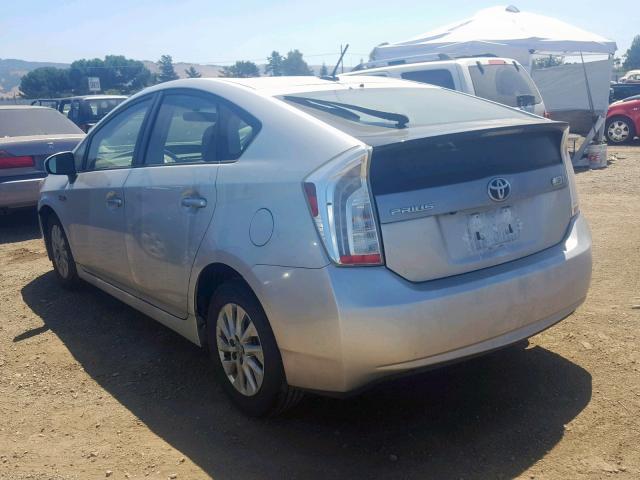 JTDKN3DP2C3027139 - 2012 TOYOTA PRIUS PLUG SILVER photo 3