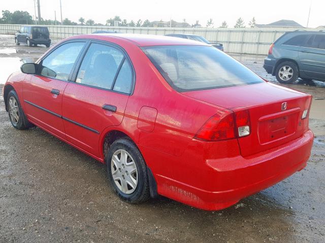 1HGES16335L003781 - 2005 HONDA CIVIC DX V RED photo 3