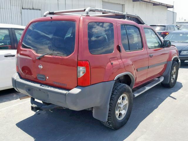 5N1ED28T41C541889 - 2001 NISSAN XTERRA XE RED photo 4