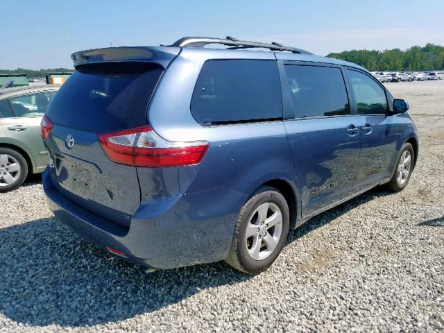 5TDKK3DC0FS617591 - 2015 TOYOTA SIENNA LE BLUE photo 4