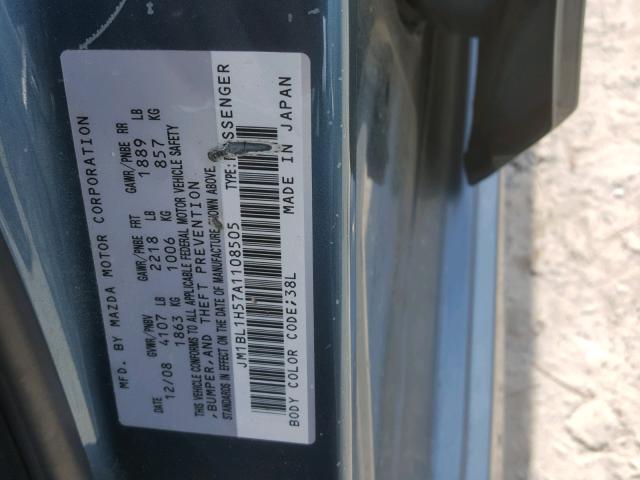 JM1BL1H57A1108505 - 2010 MAZDA 3 S BLUE photo 10