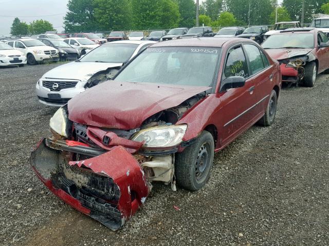 2HGES16305H041367 - 2005 HONDA CIVIC DX V RED photo 2