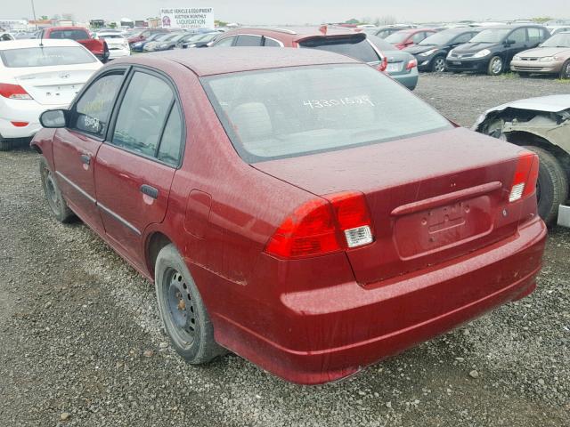 2HGES16305H041367 - 2005 HONDA CIVIC DX V RED photo 3