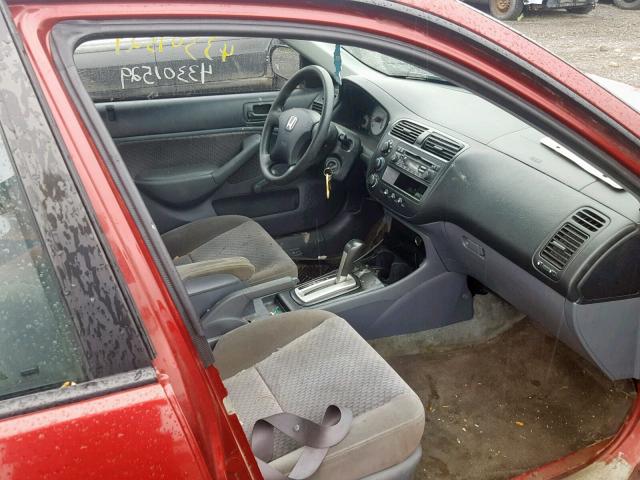 2HGES16305H041367 - 2005 HONDA CIVIC DX V RED photo 5