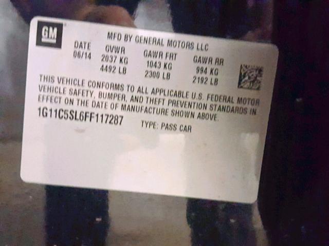 1G11C5SL6FF117287 - 2015 CHEVROLET MALIBU 1LT BLACK photo 10